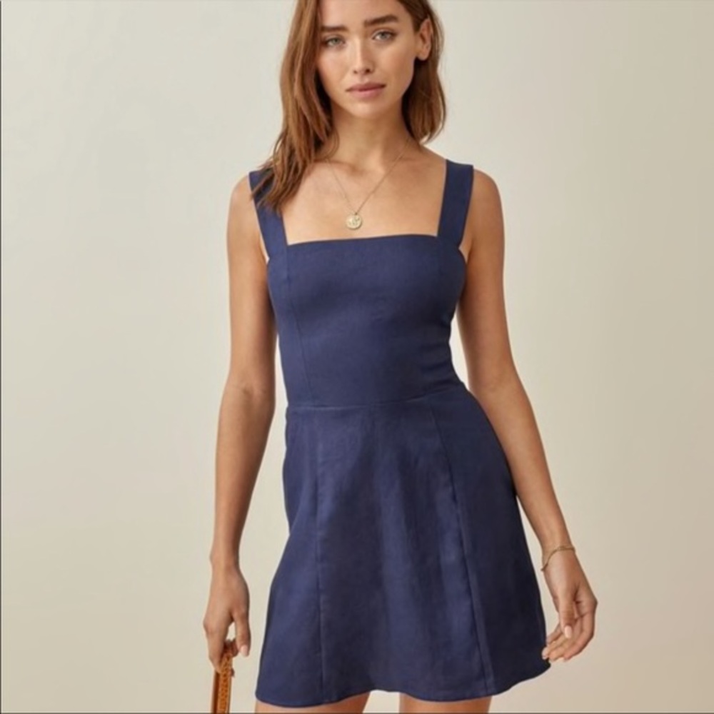 Reformation Brigitte Linen Dress - Danube